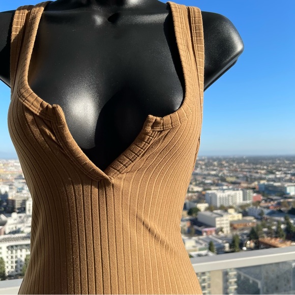 Brown Ribbed Unitard - Picture 2 of 3